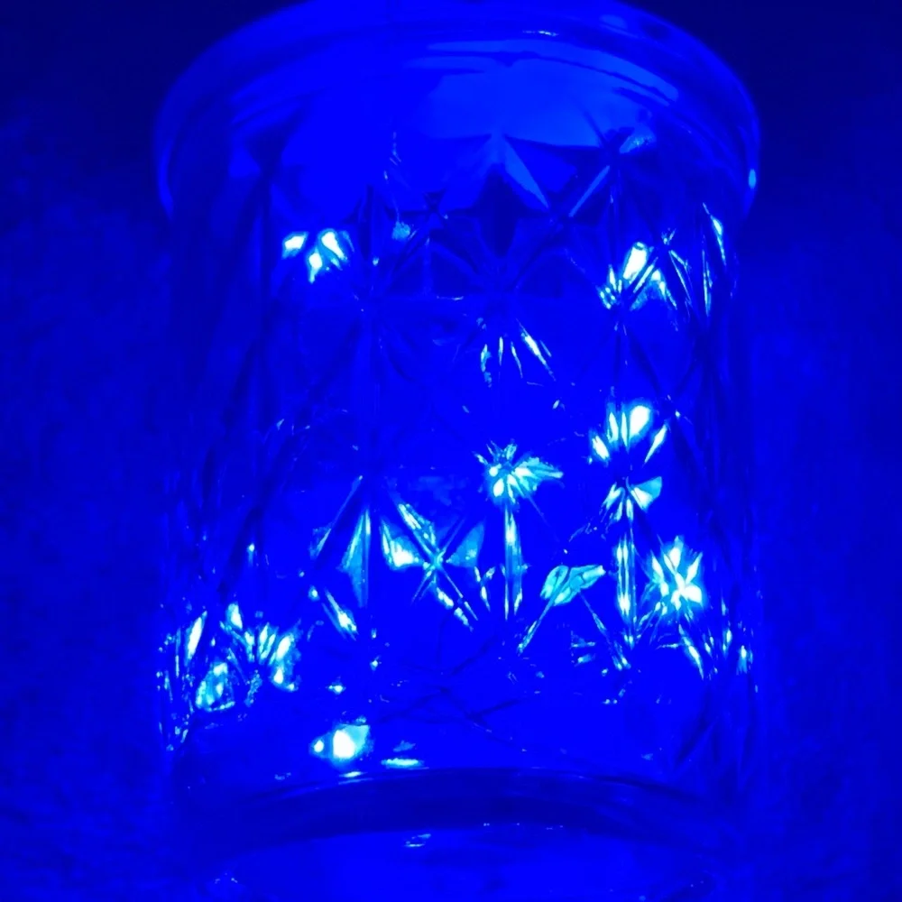 BLUE 1/2 PINT MASON JAR w/ LED FAIRY-LIGHTS/HANDMADE/NWT - Picture 6 of 11